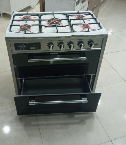اجاق گاز ۵شعله طرح فر صفحه استیل نو((ماهان))