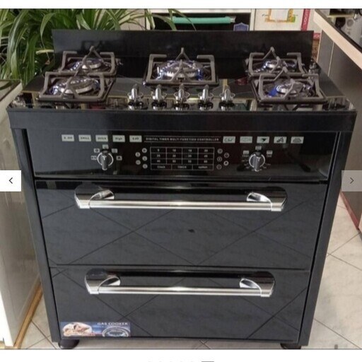 اجاق گاز پنج شعله صفحه سکوریت سه کشو پارلا با ورق ایتالیایی ضد زنگ درجه یک ، اجاق گاز مبله ، اجاق گاز طرح فر ، پس کرایه